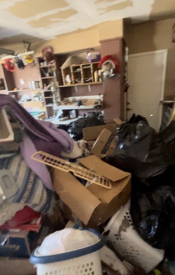 An interior room at the Woodworth Avenue house still packed with the family's belongings